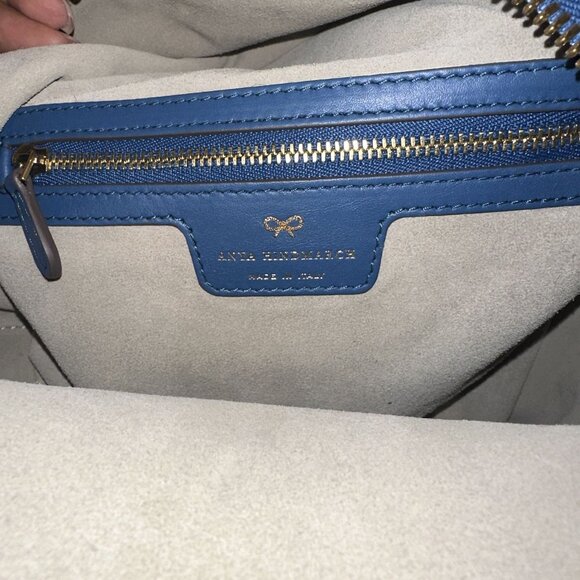 Anya Hindmarch Silver Cloud Blue Suede Mini Backpack - Picture 13 of 16